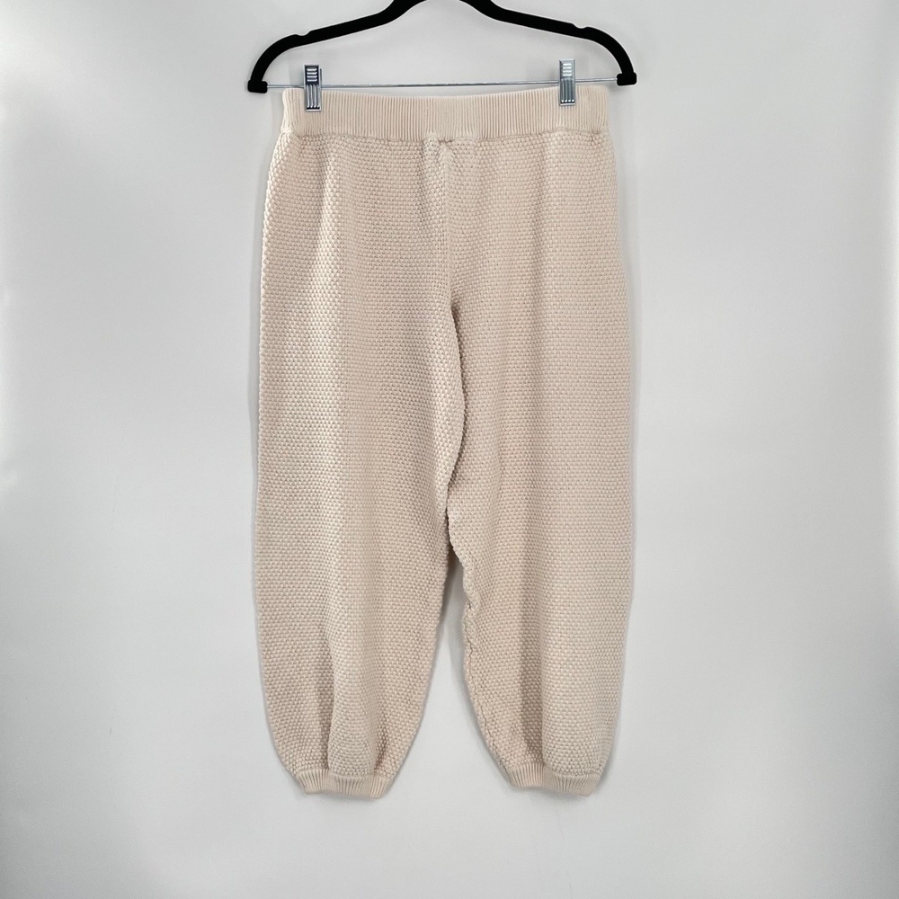 FP BEACH Women's Hailee Cream Cozy Textured Knit Mid-Rise Jogger Pants Size S/P - Picture 2 of 10